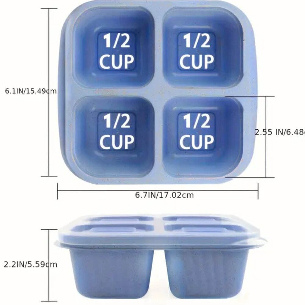 Brand New Blue Portable Box Lid Portion Control Storage Stackable 2 Piece Set - Picture 3 of 6